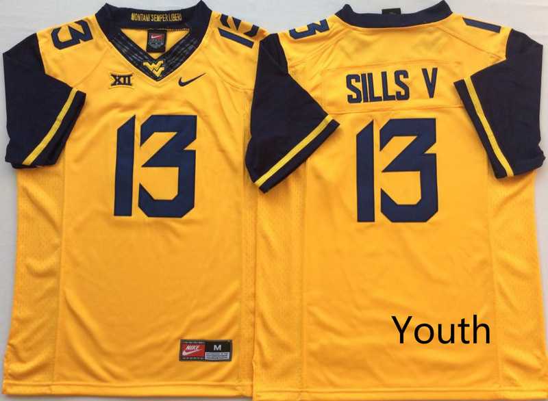 Youth West Virginia Mountaineers 13 David Sills V Gold Nike College Football Jersey,We sell and wholesale Youth West Virginia Mountaineers 13 David Sills V Gold Nike College Football Jersey on line form chian!